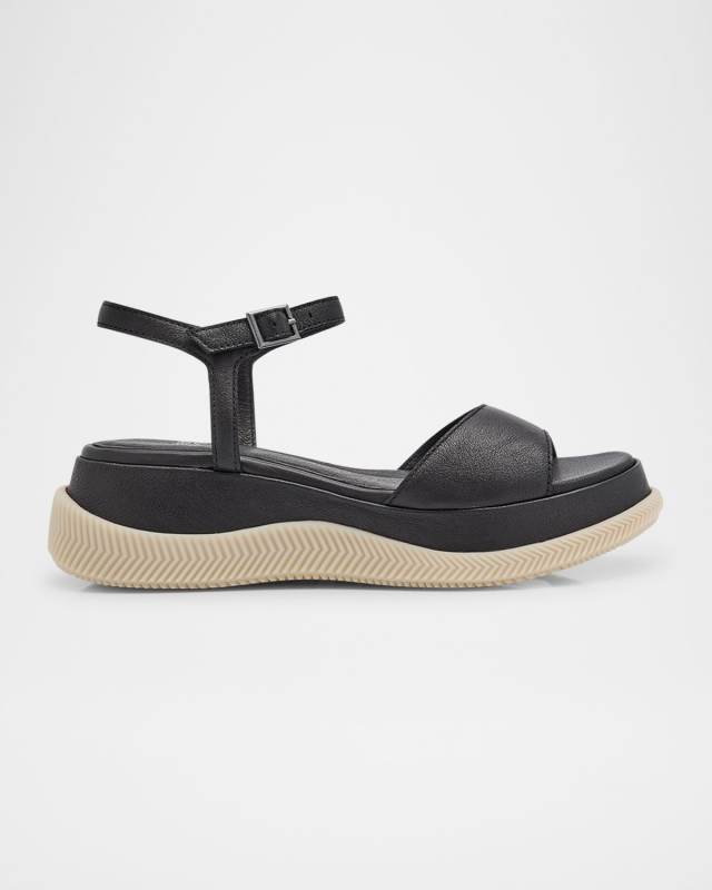 Ario Sporty Leather Wedge Sandals
